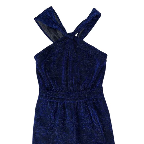 Rachel Zoe Marianne Blue Metallic Wide Leg Sleeveless Jumpsuit Size 2 - Picture 6 of 13